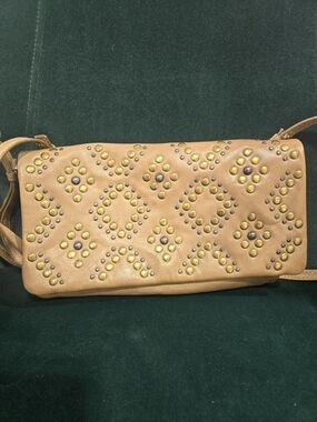 Lucky Brand Tan Studded Leather Crossbody Bag